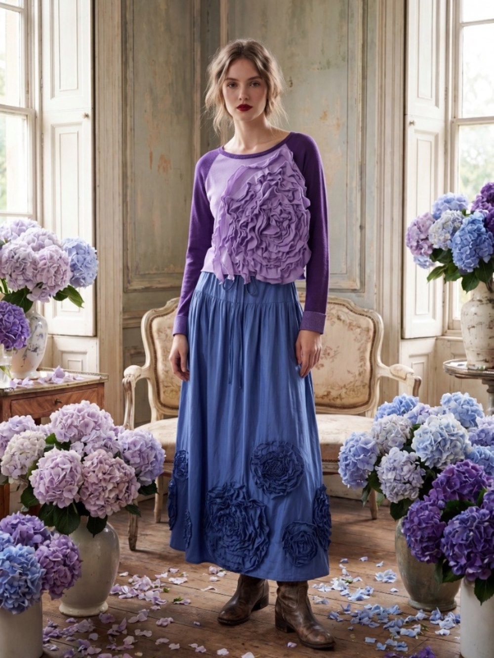 Hand Crafted Purple Ruffle Top - Picture 3 of 11